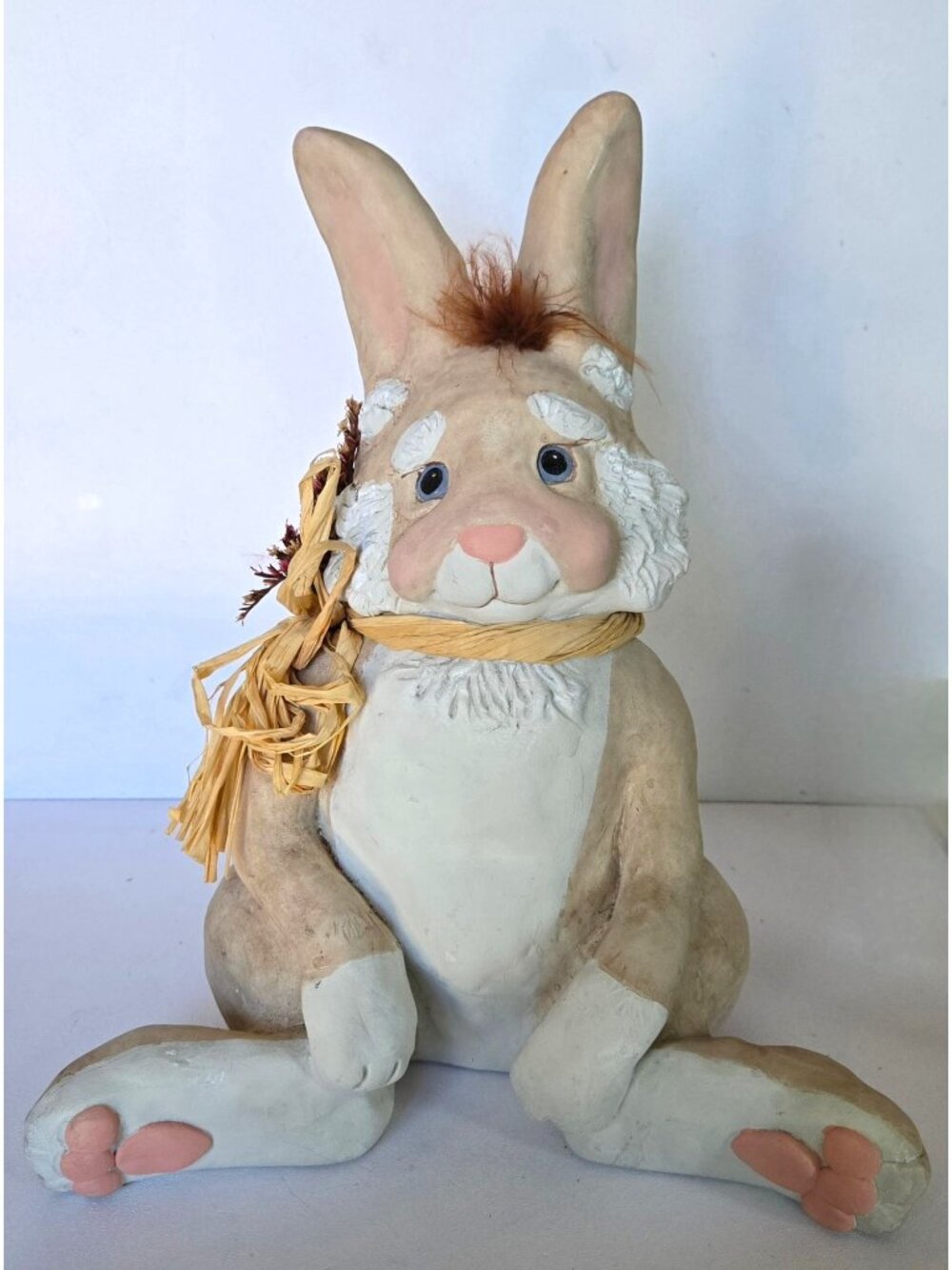 10" Dreamsicles Art Bunny Rabbit Figure With Floral Bow 1996 Signed by Artist, H